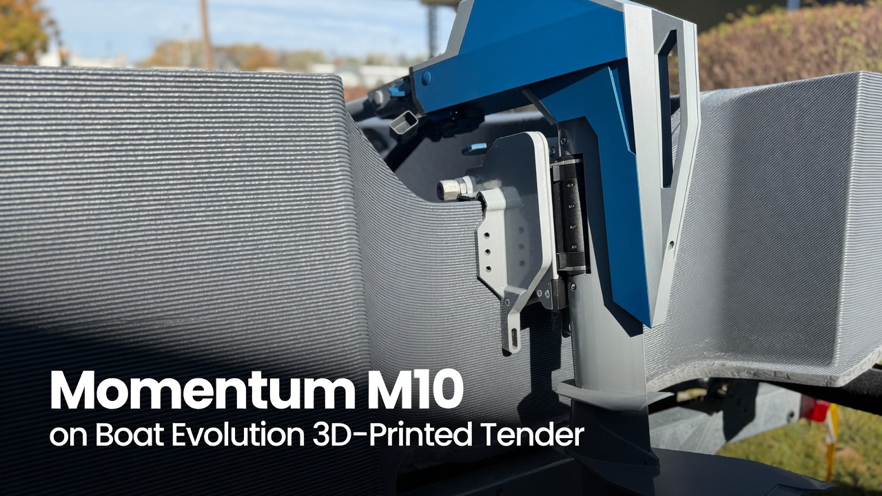 eF0Pp Momentum M10 Electric Outboard for tenders. Meets Boat Evolution’s 3D-Printed Tenders